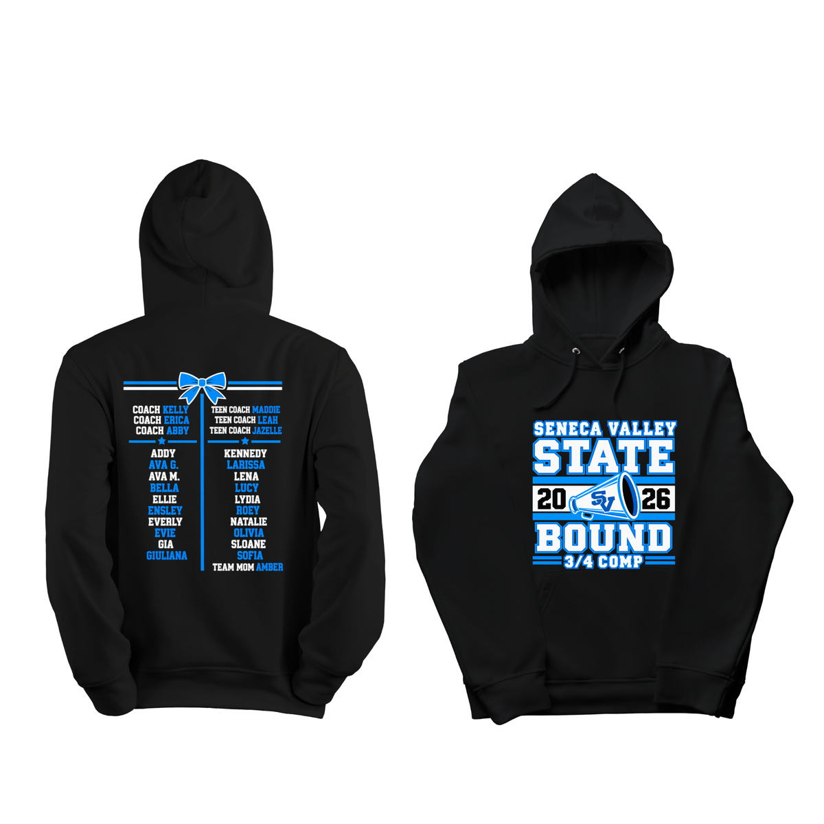 💙 SENECA VALLEY 🖤COMPETITION TSHIRT AND HOODIE OPTIONS 🏆